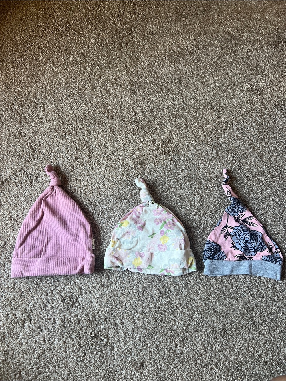 Kids Knot Beanie Hat - Pink Floral Assortment